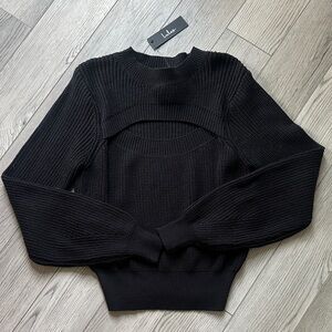 Lulu's Elegant Black Ribbed Sweater